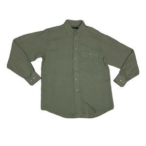Bachrach Mens Size M Long Sleeve Button Up 100% Silk Green Shirt